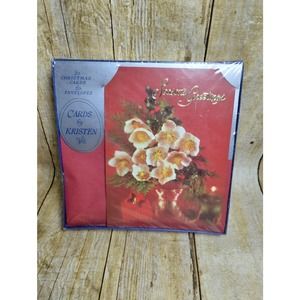 Vtg Christmas Cards 20 Seasons Greeting Fern Holly Candle Holiday Cards Kristen